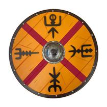Escudo Medieval Viking King Harald Nórdico Cavaleiro Cosplay Guerreiro Decoração Tamanho Real Madeira - Artesanal