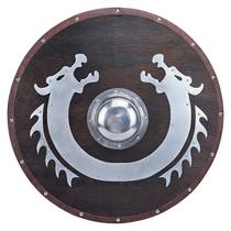 Escudo Viking Medieval Nórdico Dragão Madeira Carbonizado
