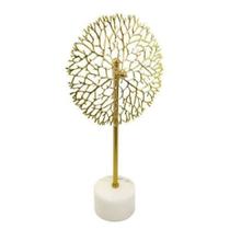 Escultura Abstrata Metal Dourado Raiz Redonda Base Redonda