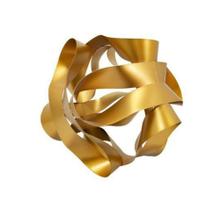 Escultura Abstrato Metal Dourado Decorativo Entrelaços Luxo Escultura Abstrato Metal Dourado Decorativo Entrelaços Luxo