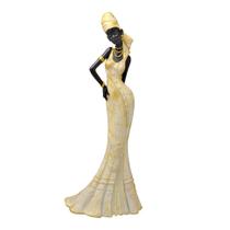 Escultura africana decorativa dourada e branca mod4