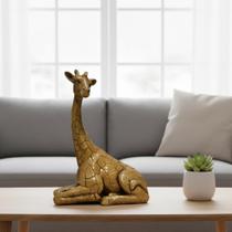 Escultura Animal Girafa 31cm Ocre Decorativa Grande Elegante AVB DECOR