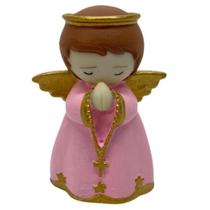 Escultura Anjinho Rezando 7 Cm Rosa Em Resina - Proteção Escultura Anjinho Rezando 7 Cm Rosa Em Resina - Proteção