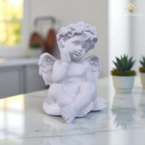 Escultura Anjo Gesso 11 Cm Branco Para Pintar Artesanato DIY ou Decorar AVB DECOR