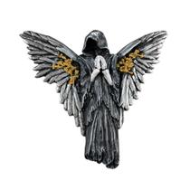 Escultura Anjo Negro De Parede 17 Cm Em Resina