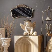 Escultura Anjo Resina Com Coroa Enfeite 45X38