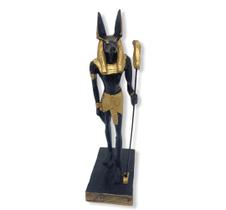 Escultura Anubis 22,5 cm preto e dourado em resina Escultura Anubis 22,5 cm preto e dourado em resina