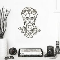 Escultura aplique de parede vazado frida kahlo flores geométrica pintora símbolo movimento feminista feminismo girl powe
