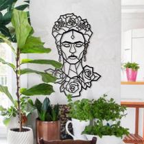 Escultura aplique de parede vazado frida kahlo flores geométrica pintora símbolo movimento feminista feminismo girl powe