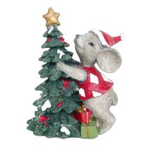 Escultura Árvore de Natal com Ratinho Natalino 10cm Escultura Árvore de Natal com Ratinho Natalino 10cm