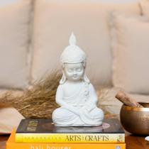 Escultura Baby Buda Pó De Mármore Mudra Dhyana 26Cm