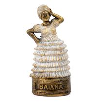 Escultura Baiana Dourada e Branca Vintage Resina 10 cm Escultura Baiana Dourada e Branca Vintage Resina 10 cm