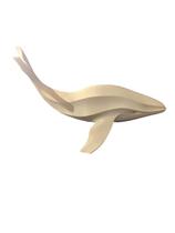 Escultura Baleia Bege Plastico Leve Decoração Fundo do Mar