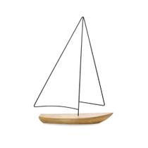 Escultura Barco Em Poliresina Madeira 40x30x7