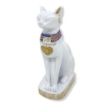 Escultura Bastet branca 18,50 cm em resina - proteção