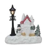 Escultura boneco de neve com luminaria com luz de led