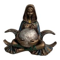 Escultura Bruxa Wicca Triluna Lua Triplice 13 Cm Em Resina