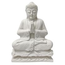 Escultura buba meditando em po de marmore 41cm Escultura buba meditando em po de marmore 41cm