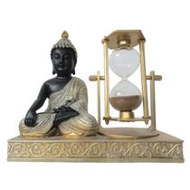 Escultura Buda com Ampulheta Decorativa - 16cm - Escultura de Luxo com Detalhes Intrincados - Arte Decorativa Única, Feita para sua Casa!