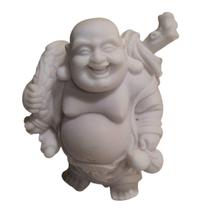 Escultura Buda Hotei Com Saco Da Fortuna Pó De Mármore 9Cm