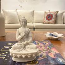 Escultura Buda Mudra Dar & Receber Pó De Mármore 10Cm