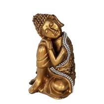 Escultura Buda Sentado Dormindo - Objeto Decorativo Dourado
