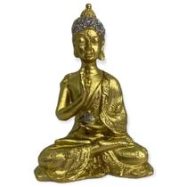 Escultura Buda sentado meditando dourado 9 cm em resina 47402 Escultura Buda sentado meditando dourado 9 cm em resina 47402