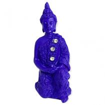Escultura Buda Tibetano 9x4cm sentado meditando lilás resina Escultura Buda Tibetano 9x4cm sentado meditando lilás resina