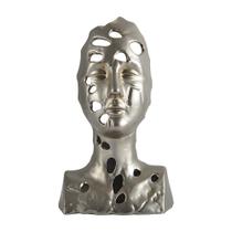Escultura Busto Decorativo em Cerâmica Prata 27,5cm MX0020 BTC