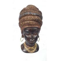Escultura Busto Enfeite De Resina Africana 12X24 Cm - Oren