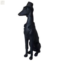 Escultura Cachorro Com Chapéu Grande Decoração Moderna 42 cm