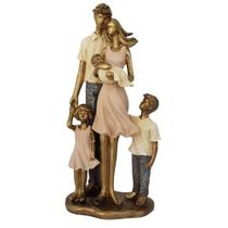 Escultura casal com filhos em resina - Carmella Presentes