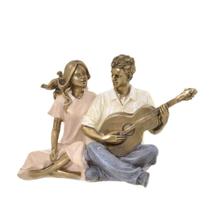 Escultura Casal com Violão Fortunato 17cm Espressione