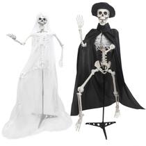 Escultura Casal Esqueleto Gótico Wocst 165cm Decoração de Halloween