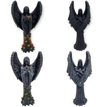 Escultura Castiçal Anjo Negro Fêmea Ou Macho Em Resina 25 Cm