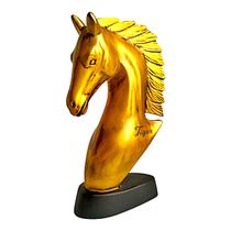 Escultura Cavalo 30cm Dourado Estátua Decorativa Enfeite