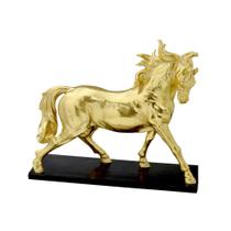 ESCULTURA CAVALO DECORATIVO EM RESINA DOURADO 28,5cm