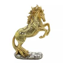 Escultura cavalo decorativo em resina dourado - Espressione