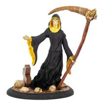 Escultura Caveira Foice no Cemitério Dourado 22 cm Resina