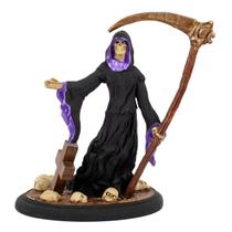 Escultura Caveira Foice no Cemitério Roxo 22 cm Resina