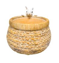 Escultura cesto com coelho em resina mrr/bco breeze - Cromus