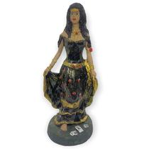 Escultura Cigana Preta e Dourada 23 cm em Resina Escultura Cigana Preta e Dourada 23 cm em Resina