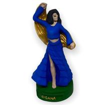 Escultura Cigana ul Escura 11 Cm Em Resina