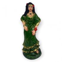 Escultura Cigana Verde Escura Esmeralda 15 cm Resina