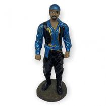 Escultura Cigano Azul Metalizado 15 cm em Resina