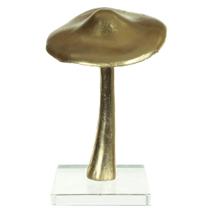 Escultura Cogumelo Poliresina Dourado 13,5x11,5x19,8cm