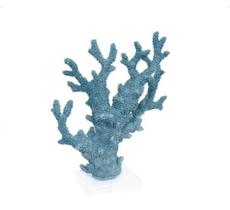 Escultura Coral Azul Ramificado com Relevos c Base Acrilico