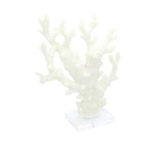 Escultura Coral Dedo Ramificado Resina Branca Base Acrilica