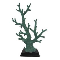 Escultura coral em resina 53cm Ramos Cinza com relevos Base