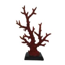 Escultura coral em resina 53cm Ramos Vermelho relevos Base